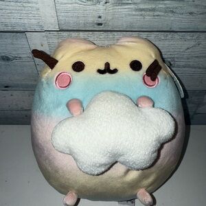 NWT GUND Pusheen Rainbow Ombré Plush Holding a Cloud